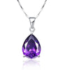 Wholesale 925 Sterling Silver Jewelry Pearl Cut Waterdrop Amethyst Pendant Necklace for Women's Clothing & Accessories