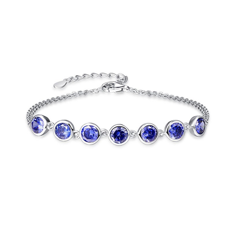 Women Bracelet 100% 925 Sterling Silver Bracelet Blue Tanzanite Shinny Color Fine Bracelet for Women for party 7.99inch