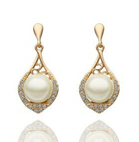 JS E008 Fashion Pearl Earrings Gold And Silver Color Brinco Perola Nickel Free Women Rose Gold Earrings