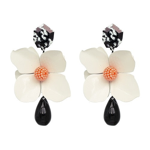 6 colors Fashion women big flower design statement floral earrings for women jewelry flower earring