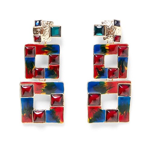 Brand Luxury Crystal Earrings For Women Trendy Enemal Long Pendant Drop Earrings Statement Jewelry