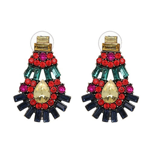 Factory Price Wholesale colorful crystal statement fashion crystal Drop Earrings for women jewelry