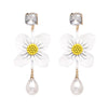 Hot Selling Korean Statement Jewelry Simulated Pearl Flower Earrings For Girls Drop Earring Brincos