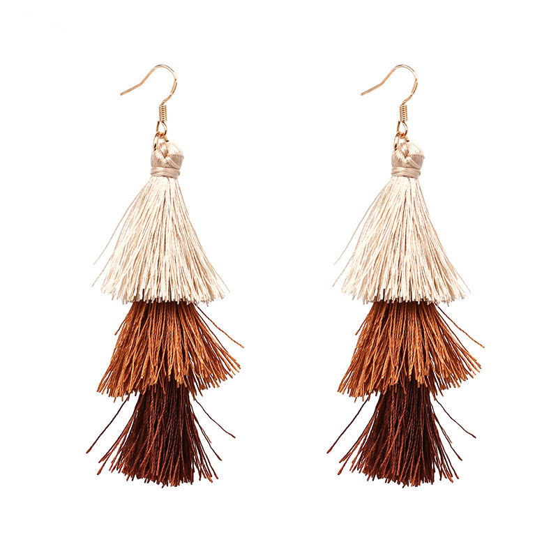Vintage Fashion Fringed Boho Tassel Earrings Colorful Statement Jewelry Long Drop Earrings pendientes