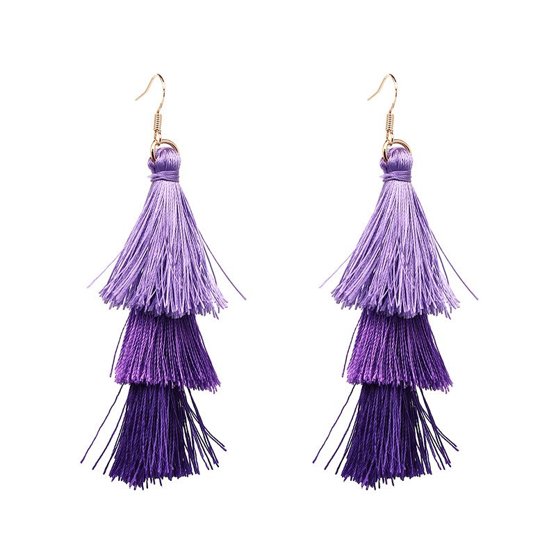 Vintage Fashion Fringed Boho Tassel Earrings Colorful Statement Jewelry Long Drop Earrings pendientes