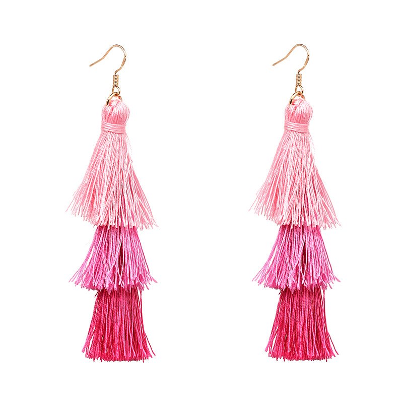 Vintage Fashion Fringed Boho Tassel Earrings Colorful Statement Jewelry Long Drop Earrings pendientes