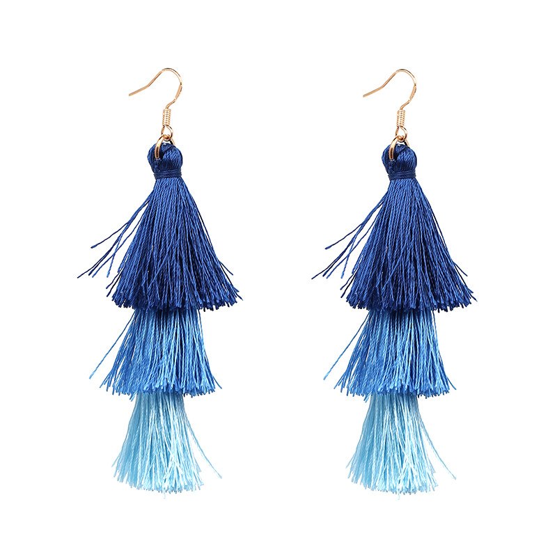 Vintage Fashion Fringed Boho Tassel Earrings Colorful Statement Jewelry Long Drop Earrings pendientes