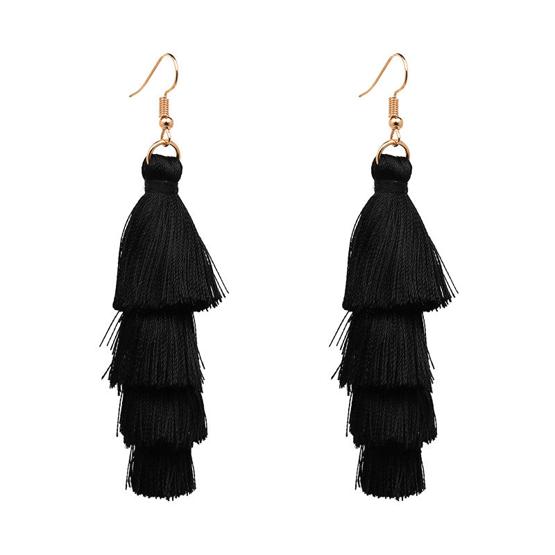 Vintage Fashion Fringed Boho Tassel Earrings Colorful Statement Jewelry Long Drop Earrings pendientes