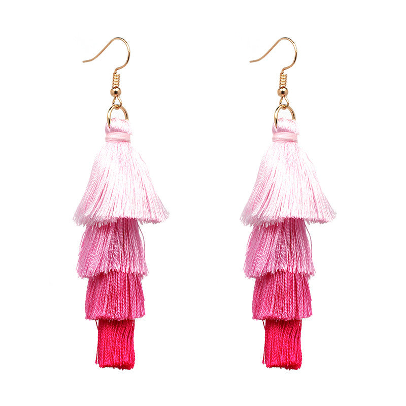 Vintage Fashion Fringed Boho Tassel Earrings Colorful Statement Jewelry Long Drop Earrings pendientes