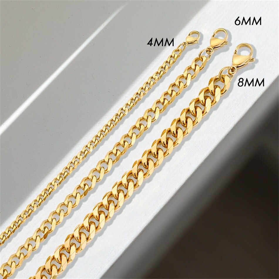 JUJIE Necklace For Women Initial curb chain Charm Gold-Color Necklace Stainless Steel cuban chain Necklace Girls Kids Gifts