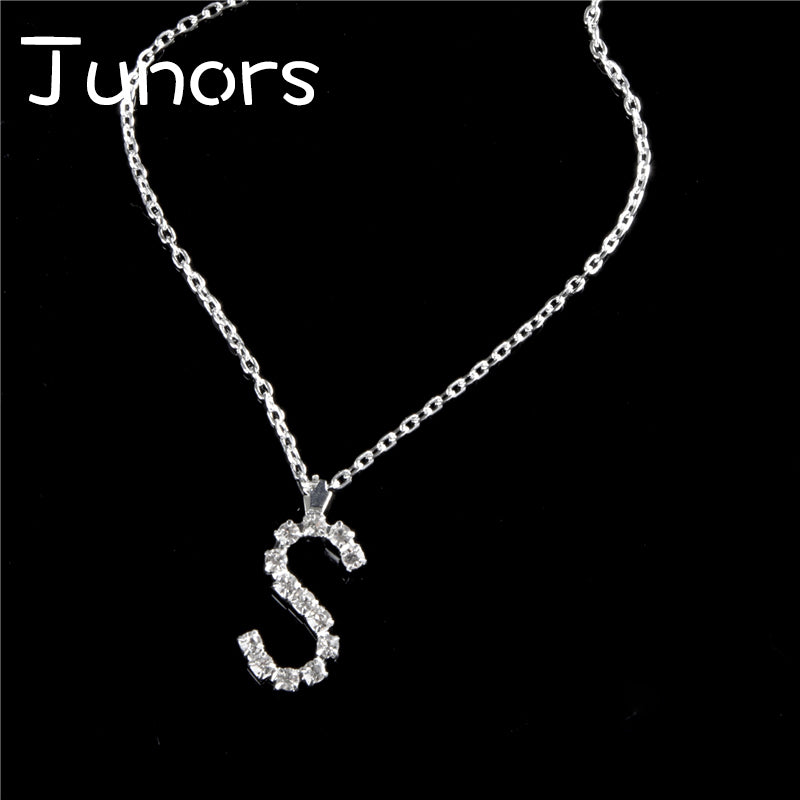 Letter Necklaces Pendants Initial Alphabet Necklace Sliver Color Silver Plated Necklace For Women Girl Birthd Gift