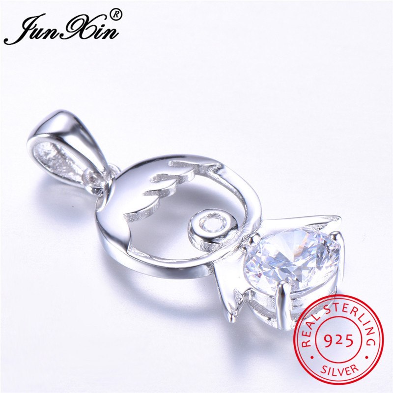 925 Sterling Silver Cute Angel Pendant Elegant Purple Zircon Necklace For Women Simple Wedding Necklaces & Pendants