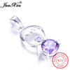925 Sterling Silver Cute Angel Pendant Elegant Purple Zircon Necklace For Women Simple Wedding Necklaces & Pendants