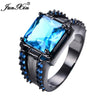 Fashion Male Blue Stone Ring Gorgeous Square Design Zircon Finger Ring Vintage Party Wedding Rings For Men Jewelry Gifts