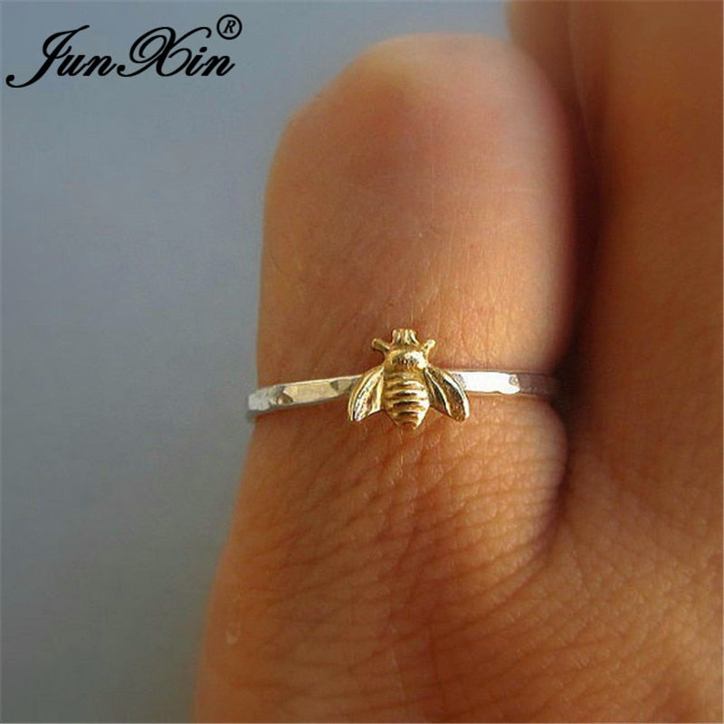 Female Male Cute Small Gold Bee Rings For Women Men 925 Silver Filled Stackable Joint Midi Ring Minimalist Jewelry Gifts