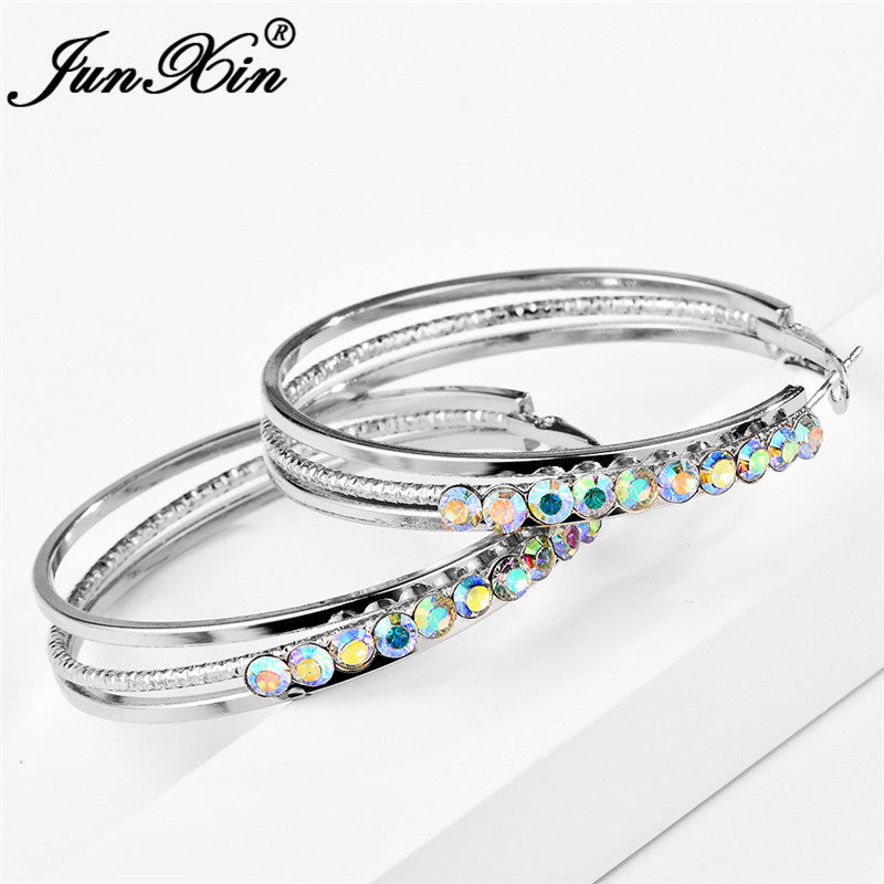 JUNXIN-Punk-Big-Circle-Hoop-Earrings-For-Women-Rainbow-Crystal-Silver-Color-Metal-Round-Earrings-Hyperbole