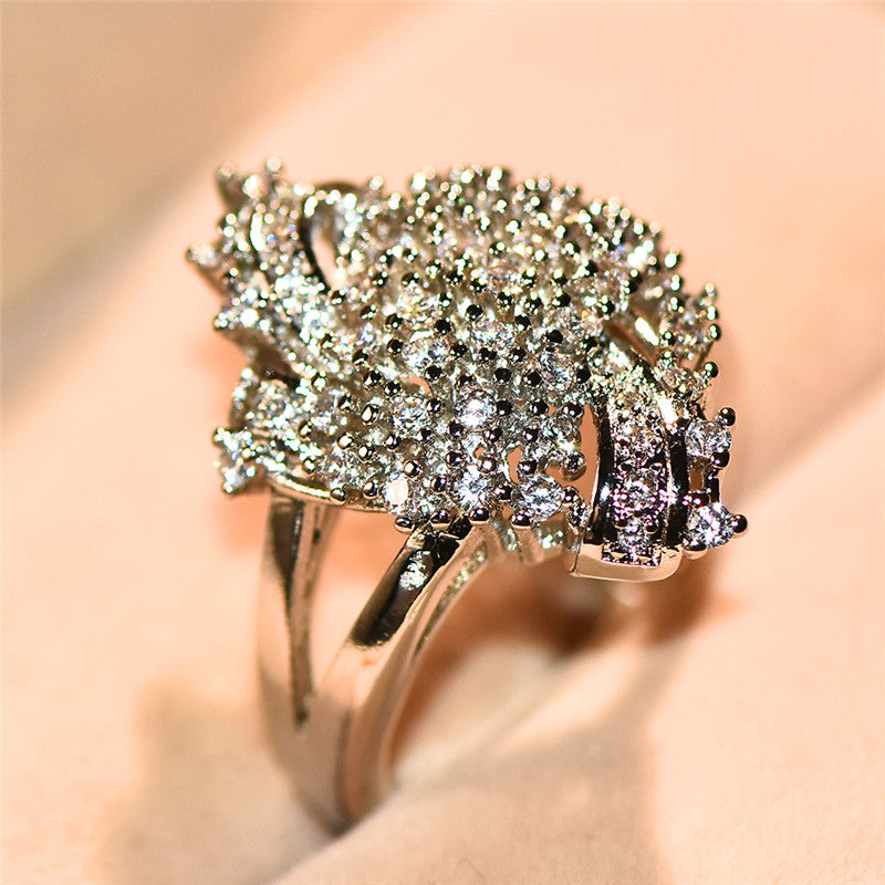 Romantic Female Pave CZ Stone Ring Fashion 925 Sterling Silver Filled Full Zircon Ring Love Engagement Rings For Women