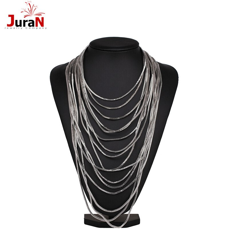 JURAN Gold Punk Collar Choker  2021 Metal Chain Tassel Necklace & PendantChoker Maxi Statement Necklace 3 Colors B1507 H2408-1