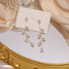 Luxury Plated 14K Real Gold Leaves Earring Delicate Micro Inlaid Cubic Zircon CZ Stud Earrings Wedding Jewelry Pendant