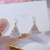 Luxury Plated 14K Real Gold Leaves Earring Delicate Micro Inlaid Cubic Zircon CZ Stud Earrings Wedding Jewelry Pendant