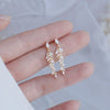 Luxury Plated 14K Real Gold Leaves Earring Delicate Micro Inlaid Cubic Zircon CZ Stud Earrings Wedding Jewelry Pendant