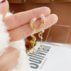 Luxury Plated 14K Real Gold Leaves Earring Delicate Micro Inlaid Cubic Zircon CZ Stud Earrings Wedding Jewelry Pendant