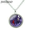 JWEIJIAO Miraculous Ladybugs Glass Gems Pendant Necklace Silver Color Round Charms Lady Bug Girl and Black Cat Necklace LB54
