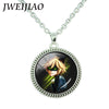 JWEIJIAO Miraculous Ladybugs Glass Gems Pendant Necklace Silver Color Round Charms Lady Bug Girl and Black Cat Necklace LB54
