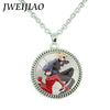 JWEIJIAO Miraculous Ladybugs Glass Gems Pendant Necklace Silver Color Round Charms Lady Bug Girl and Black Cat Necklace LB54