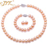 100% Natural Pearl Necklace Set 10-11mm Pink Pearl Necklace Bracelet and Earrings Jewelry Set 17