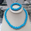 12.5x8.5mm Bone-shape Blue Turquoise Necklace Bracelet Set