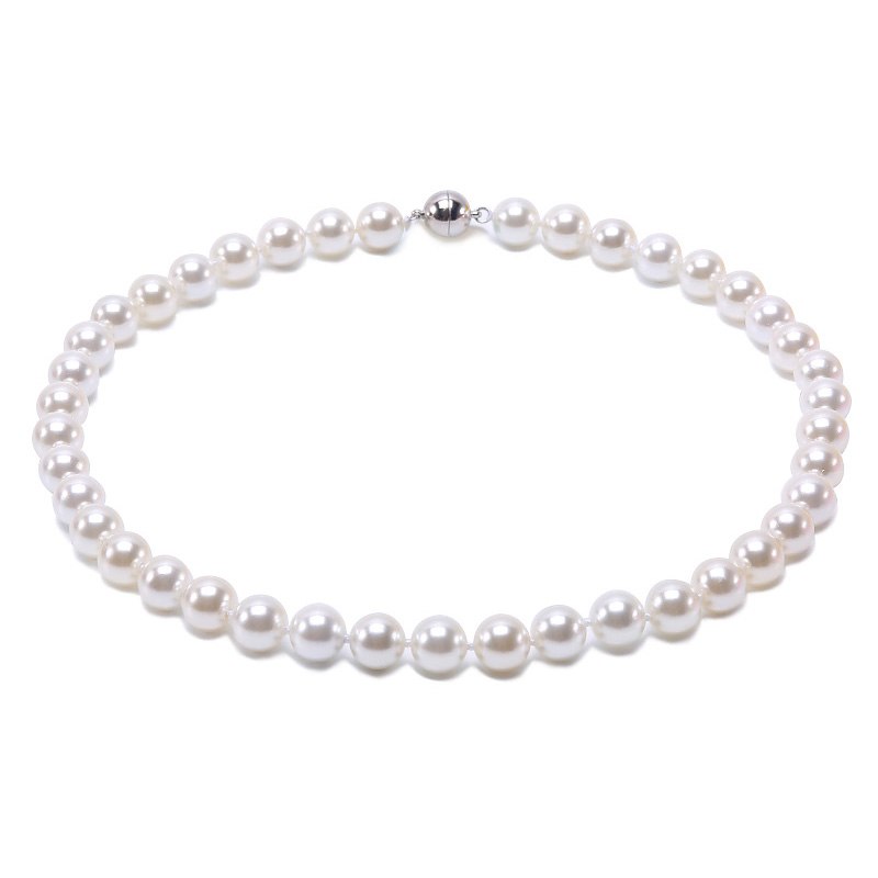 12mm Round South Sea Seashell Pearl Necklace Choker Necklace for Women 18(White Pink Purple Blue)