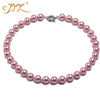 12mm Round South Sea Seashell Pearl Necklace Choker Necklace for Women 18(White Pink Purple Blue)