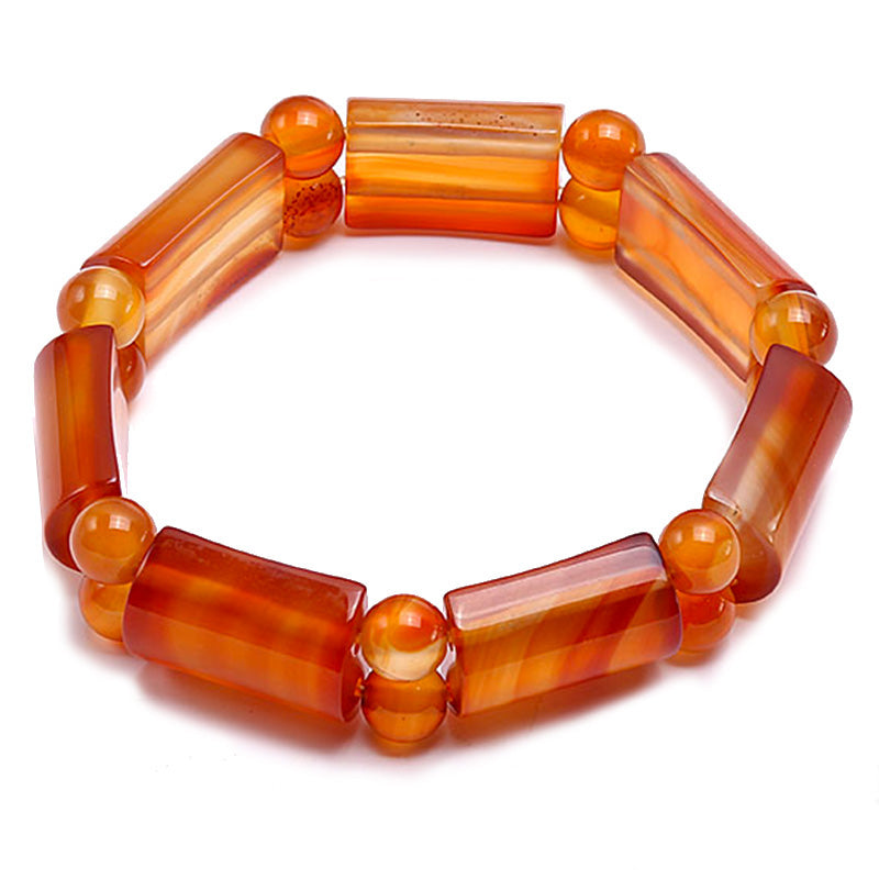 14x22mm Red Round and Semicircle Shaped Agate Bracelet