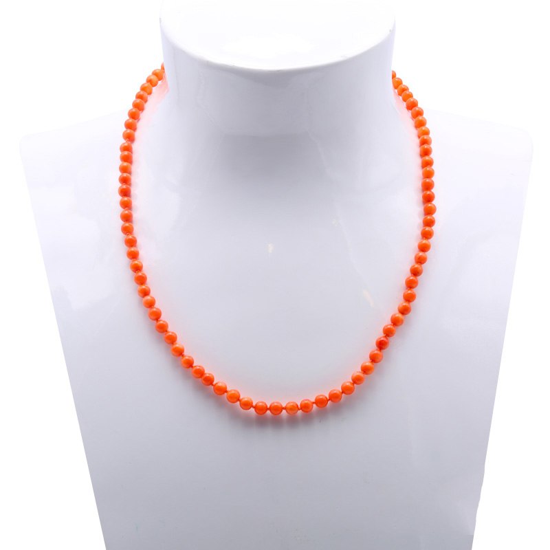5.0 mm Red Coral Necklace 19.5 inches