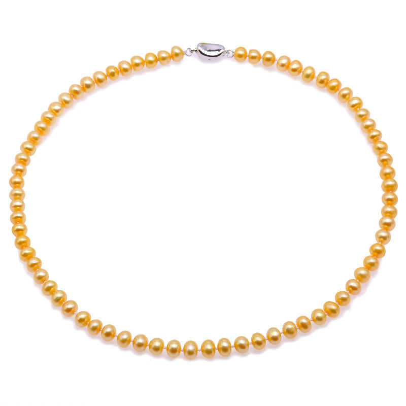 6.0-7.0mm Pearl Necklace Natural Cultured Necklace for Girl Women Real Pearl Jewery Party Necklace