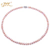 6-7mm Multicolor Pearl Necklace 925 Silver Natural Pearl Necklace Women Choker Necklace 18 (White Purple Pink)