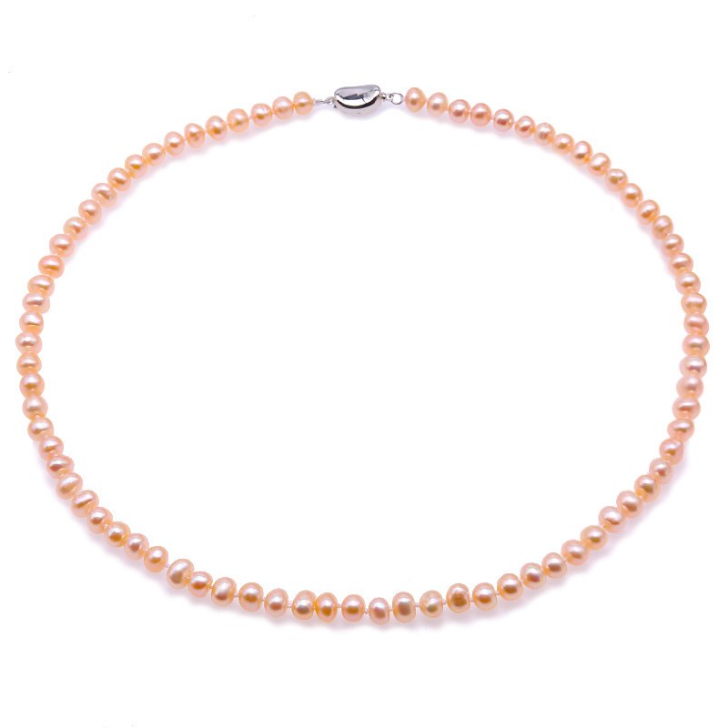 6-7mm Multicolor Pearl Necklace 925 Silver Natural Pearl Necklace Women Choker Necklace 18 (White Purple Pink)