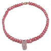 6-7mm pink pearl with rose quartz pendant necklace