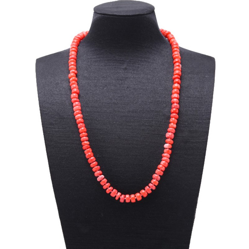 8.5x4mm Pink Irregular Coral Necklace 23 Inches