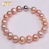 9-12mm Pink Round Cultured Pearl Bracelet Charms Women Kids Wedding Bracelet 7.5