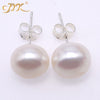 925 Sterling Silver Earrings Natural 6-10mm White Pearl Stud Earrings for Women - AAA Quality