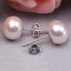 925 Sterling Silver Earrings Natural 6-10mm White Pearl Stud Earrings for Women - AAA Quality