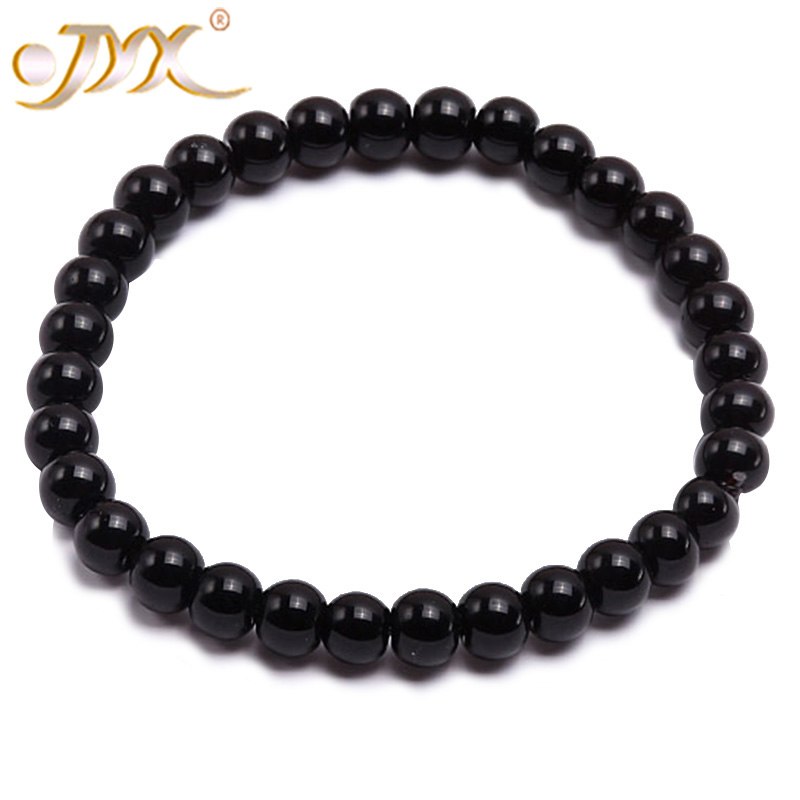 Agate Bracelet 6.5mm Black Round Agate Bracelet 7