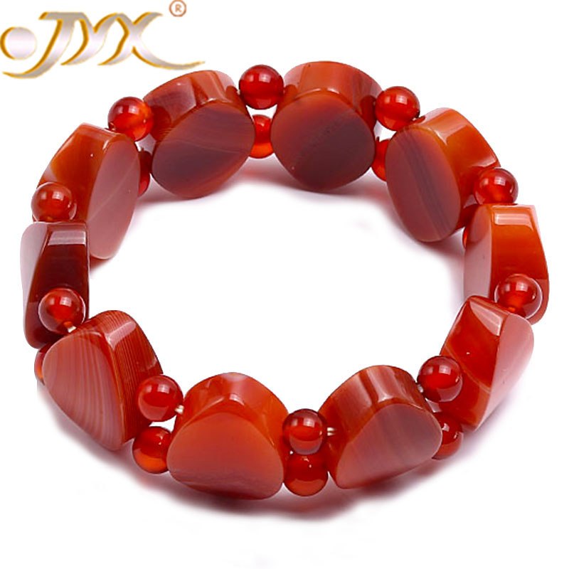 Agate Bracelet 6mm Red Round and Flat Agate Bracelet 8