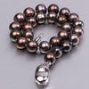 Black and Coffee Round Natural Cultured 925 Silver Pearl Bracelet - Gift for Birthday(6-6.5mm Pearl)