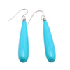 Charming 9x40mm Turquoise Blue Drip Shape South Sea Seashell Long Pearl Earring Silver
