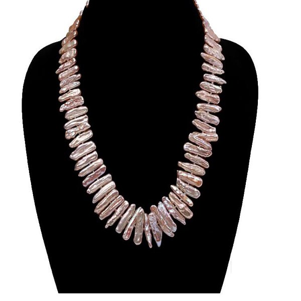 Classic White&Lavender Baroque Cultured Biwa Pearl Necklace Party Jewelry Gift AAA 19