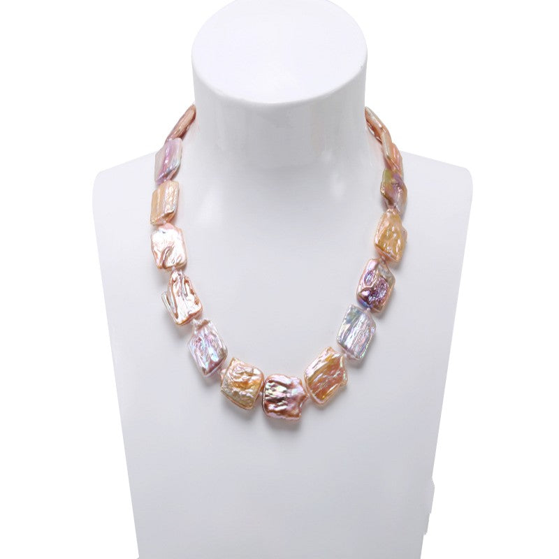 Classic White&Lavender Baroque Cultured Pearl Necklace Party Jewelry Gift AAA 19