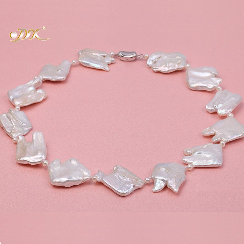 Fine White Cultured Baroque Pearl Necklace Party Wedding Jewery Gift AAA 16-20